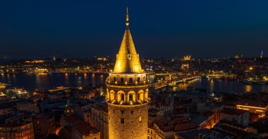 An aerial view of Galata Tower, set to remain open for visitors until 11 p.m. starting on June 1, Istanbul, Türkiye.. (Shutterstock Photo)