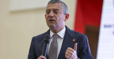 Republican People&#039;s Party (CHP) Chair Özgür Özel speaks at a worker safety symposium on the 11th anniversary of a mining tragedy in Soma, western Manisa province, Türkiye, May 13, 2025. (DHA Photo)