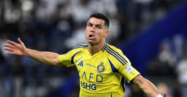 Al Nassr&#039;s Cristiano Ronaldo celebrates scoring during the Saudi Pro League against Al Hilal at the Kingdom Arena, Riyadh, Saudi Arabia, April 4, 2025. (Reuters Photo)