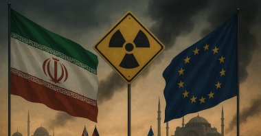 The illustration represents countries at the negotiating table during the diplomatic nuclear talks between Iran and European countries. (Daily Sabah Photo)