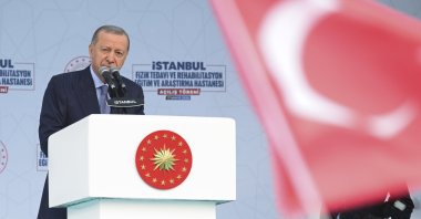 President Recep Tayyip Erdoğan speaks at the opening of Istanbul Physical Therapy and Rehabilitation Training and Research Hospital, Istanbul, Türkiye, May 17, 2025. (AA Photo)