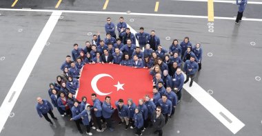 Students and cadets sail to Samsun on the TCG Anadolu for May 19 Youth and Sports Day, Istanbul, Türkiye, May 18, 2025. (AA Photo)