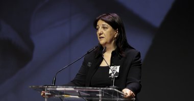 Peoples’ Equality and Democracy Party (DEM Party) lawmaker Pervin Buldan speaks at a commemoration ceremony for fellow lawmaker Sırrı Süreyya Önder, who was part of the DEM Party delegation visiting Öcalan in the past, Istanbul, Türkiye, May 4, 2025. (AA Photo)