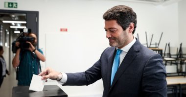 CHEGA far-right party leader Andre Ventura casts his vote for Portugal’s general elections at a polling station, Lisbon, Portugal, May 18, 2025. (AFP Photo)