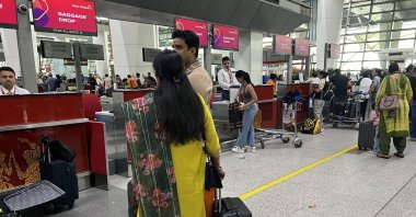 Passengers are waiting to drop off their baggage at Terminal 3 at Indira Gandhi International Airport (Delhi Airport) in Delhi, India, April 24, 2024. (Reuters File Photo)