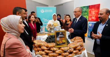 Turkish Ambassador to Egypt Salih Mutlu Şen (2nd R) attends the &quot;Türkiye Day&quot; event organized by the Yunus Emre Institute (YEE), Cairo, Egypt, May 19, 2025. (AA Photo)