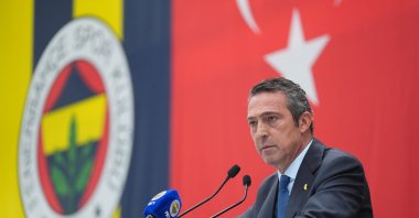 Fenerbahçe President Ali Koç speaks during the High Council meeting at the Faruk Ilgaz Facilities in Kalamış, Istanbul, Türkiye, April 26, 2025. (AA Photo)
