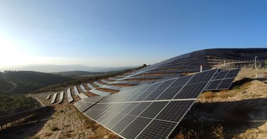 A general view of solar panels in western Izmir province, Türkiye, May 20, 2025. (IHA Photo)