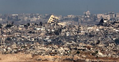 This picture taken from a position in southern Israel shows destroyed buildings in the Gaza Strip, May 20, 2025. (AFP Photo)