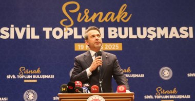 Energy and Natural Resources Minister Alparslan Bayraktar delivers a speech at Şırnak University, Şırnak, southeastern Türkiye, May 19, 2025. (AA Photo)