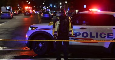 A police officer on the scene where two people were shot and killed near the Capital Jewish Museum in Washington, D.C., U.S., May 22, 2025. (AA Photo)
