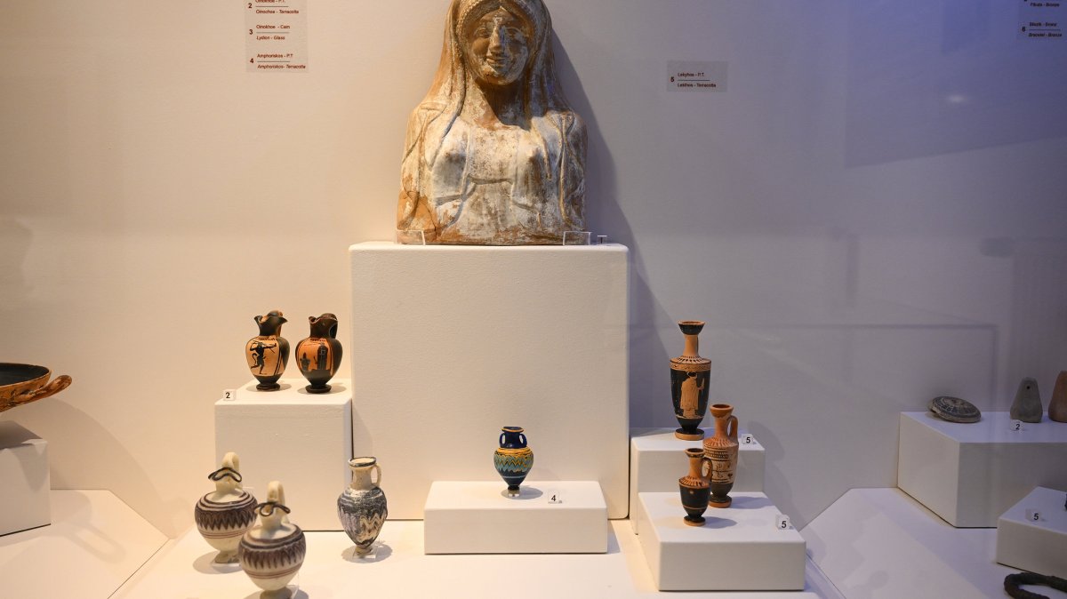 Artifacts found at the Ainos excavations are displayed at the Edirne Archaeology and Ethnography Museum, Edirne, Türkiye, April 2, 2025. (AA Photo)