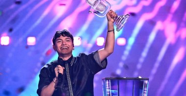 Austrian singer Johannes Pietsch, known as JJ, representing Austria with the song "Wasted Love," performs after winning the grand final of the Eurovision Song Contest 2025, at the St. Jakobshalle arena, Basel, Switzerland, May 18, 2025. (AFP Photo)
