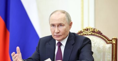 Russian President Vladimir Putin chairs a meeting with members of the Russian government via videoconference at the Kremlin, Moscow, Russia, May 22, 2025. (EPA Photo)