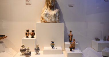 Artifacts found at the Ainos excavations are displayed at the Edirne Archaeology and Ethnography Museum, Edirne, Türkiye, April 2, 2025. (AA Photo)