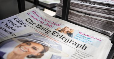 Copies of the Daily Telegraph newspaper are on sale at a shop in Victoria, central London, U.K., May 23, 2025. (Reuters Photo)