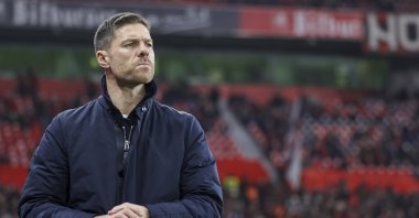 The Leverkusen head coach Xabi Alonso reacts prior to a Bundesliga match against SC Freiburg, Leverkusen, Germany, Dec. 21, 2024. (EPA Photo)
