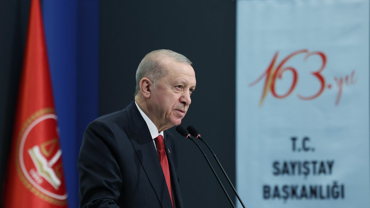 President Recep Tayyip Erdoğan speaks at an event in Ankara, Türkiye, May 27, 2025. (İHA Photo) 