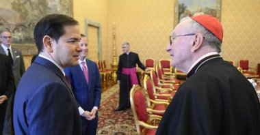 A handout picture provided by the Vatican Media shows U.S. Secretary of State Marco Rubio during a meeting with Vatican&amp;#039;s Secretary of State Cardinal Pietro Parolin in Vatican City, May 17, 2025. (EPA Photo)
