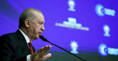 President Recep Tayyip Erdoğan speaks at his ruling AK Party&#039;s meeting, Ankara, Türkiye, May 27, 2025. (AA Photo)