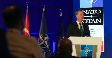 Haluk Görgün speaks at a NATO event, Ankara, Türkiye, May 21, 2025. (AA Photo)