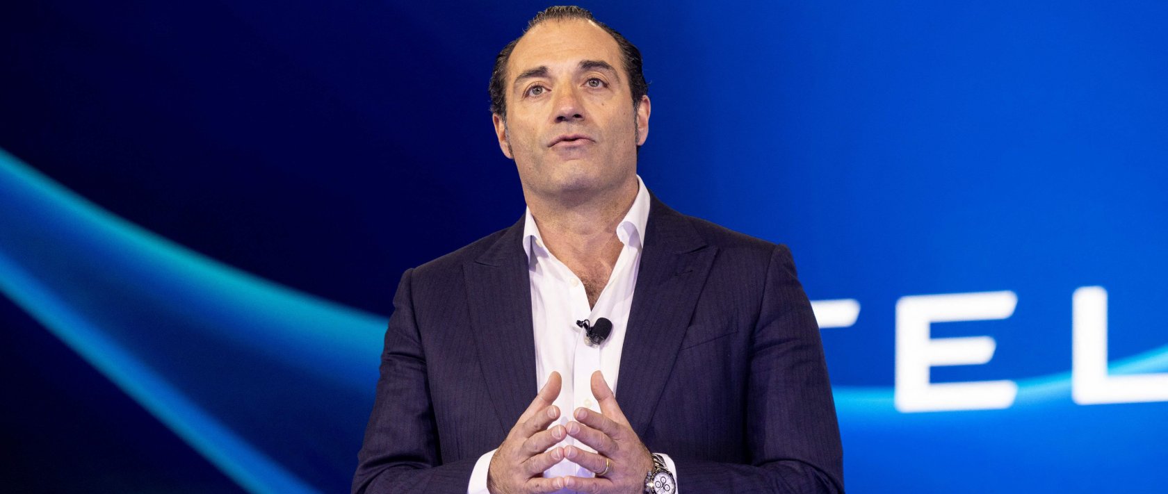 Stellantis North America COO and Jeep CEO Antonio Filosa speaks during the Stellantis press conference at the Automobility LA 2024 car show, Los Angeles, California, U.S., Nov. 21, 2024. (AFP Photo)