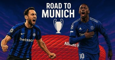 A UEFA Champions League illustration shows Inter Milan&#039;s Hakan Çalhanoğlu (L) and Paris Saint-Germain&#039;s Ousmane Dembele. (Daily Sabah Illustration)