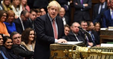 Britain&#039;s then-Prime Minister Boris Johnson speaks at the dispatch box in the House of Commons, London, Dec. 17, 2019. (AFP File Photo)