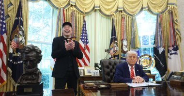 U.S. President Donald Trump and Elon Musk attend a news conference in the Oval Office at the White House in Washington, D.C., May 30, 2025. (EPA Photo)