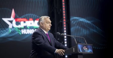 A handout photo made available by the Hungarian Prime Minister&#039;s Office General Department of Communication shows Prime Minister of Hungary Viktor Orban delivering his opening address at the Conservative Political Action Conference (CPAC) Hungary in Budapest, May 29, 2025. (EPA Photo)