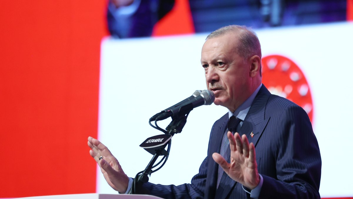 President Recep Tayyip Erdoğan speaks at the 4th Türkiye Youth Summit hosted by the Türkiye Youth NGOs Platform (TGSP), Istanbul, Türkiye, May 31, 2025. (IHA Photo)