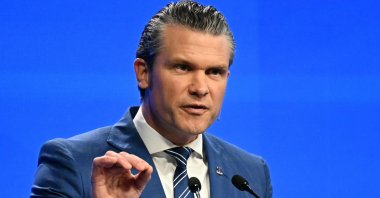 U.S. Secretary of Defense Pete Hegseth delivers an address at the Shangri-La Dialogue Summit in Singapore, May 31, 2025. (AFP Photo)