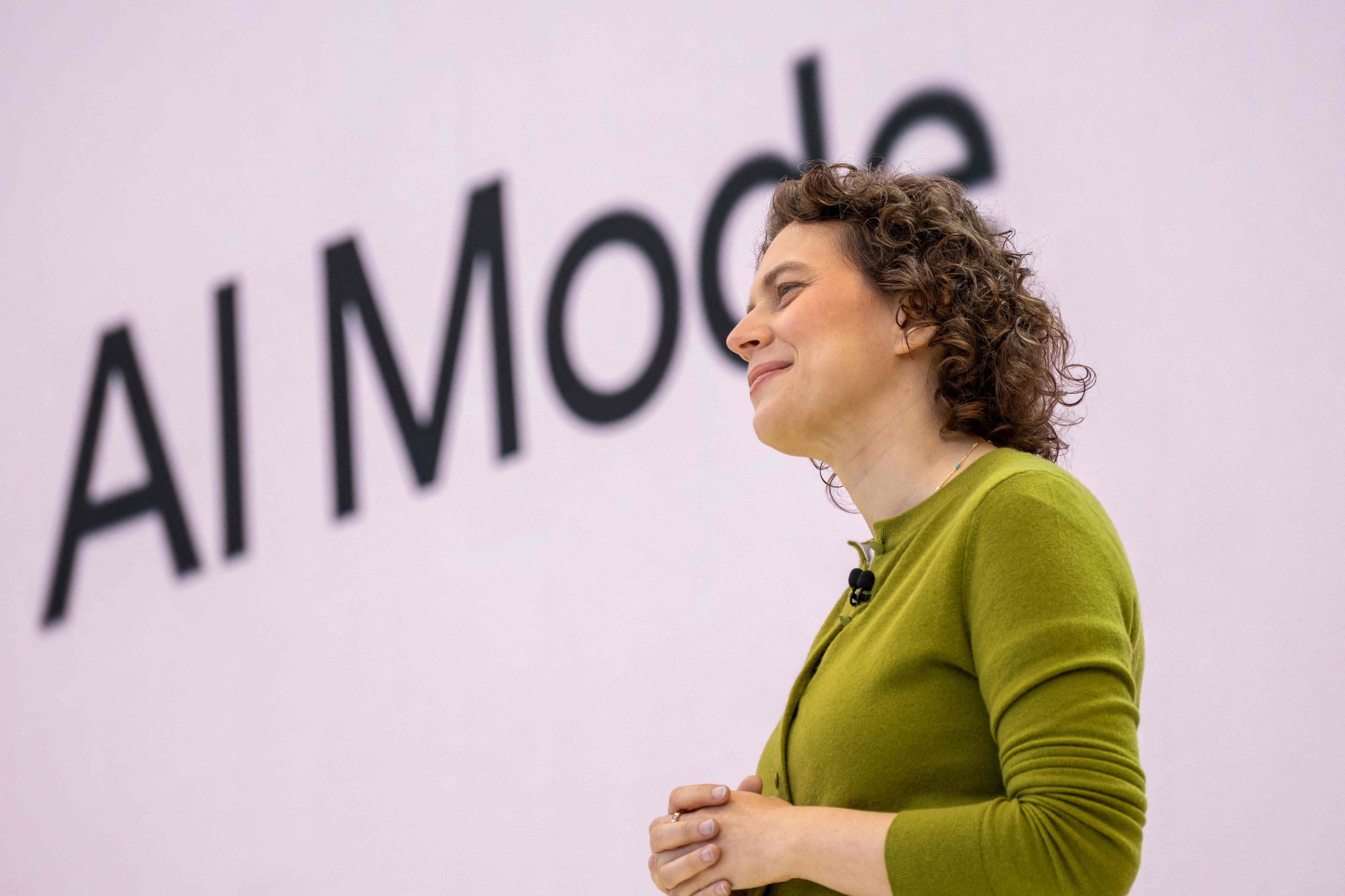Liz Reid, head of Search, addresses the crowd during Google's annual I/O developers conference in Mountain View, California, U.S., May 20, 2025. (AFP Photo)