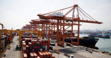 A general view shows Pusan Newport Terminal in Busan, South Korea, July 1, 2021. (Reuters Photo)