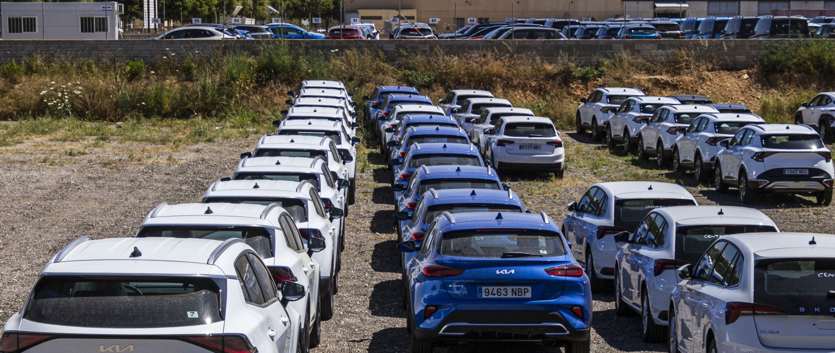 Rental vehicles parked next to Son Sant Joan Airport in Palma de Mallorca, Majorca Island, Spain, May 31, 2025. (EPA Photo)