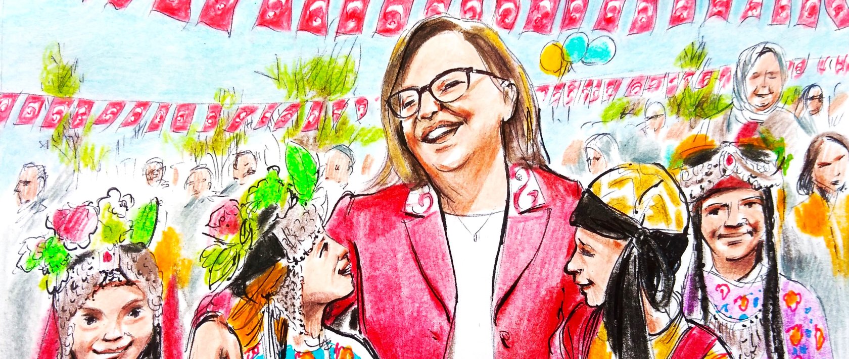 &quot;Under the leadership of Mayor Fatma Şahin, a new approach centered on compassionate urbanism has been institutionalized, one that views migration not as a threat but as a social opportunity.&quot; (Illustration by Erhan Yalvaç)