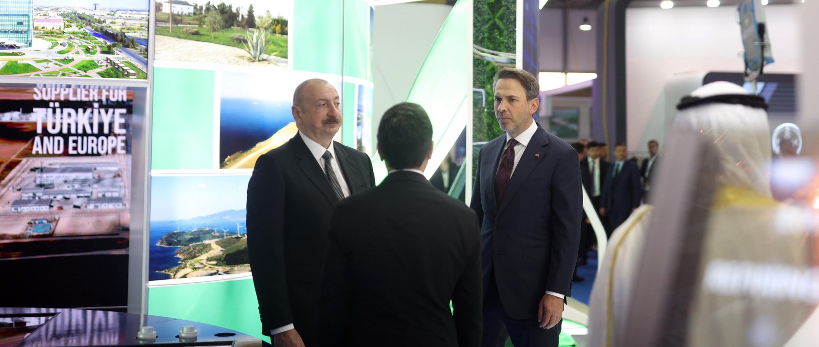 Energy and Natural Resources Minister Alparslan Bayraktar (R) and Azerbaijan&#039;s President Ilham Aliyev (L) meet on the sidelines of the Baku Energy Week, Baku, Azerbaijan, June 2, 2025. (AA Photo)