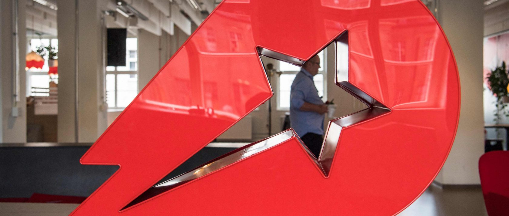 The logo of the global headquarters of online food ordering and delivery giant Delivery Hero, Berlin, Germany, June 27, 2017. (AFP Photo)