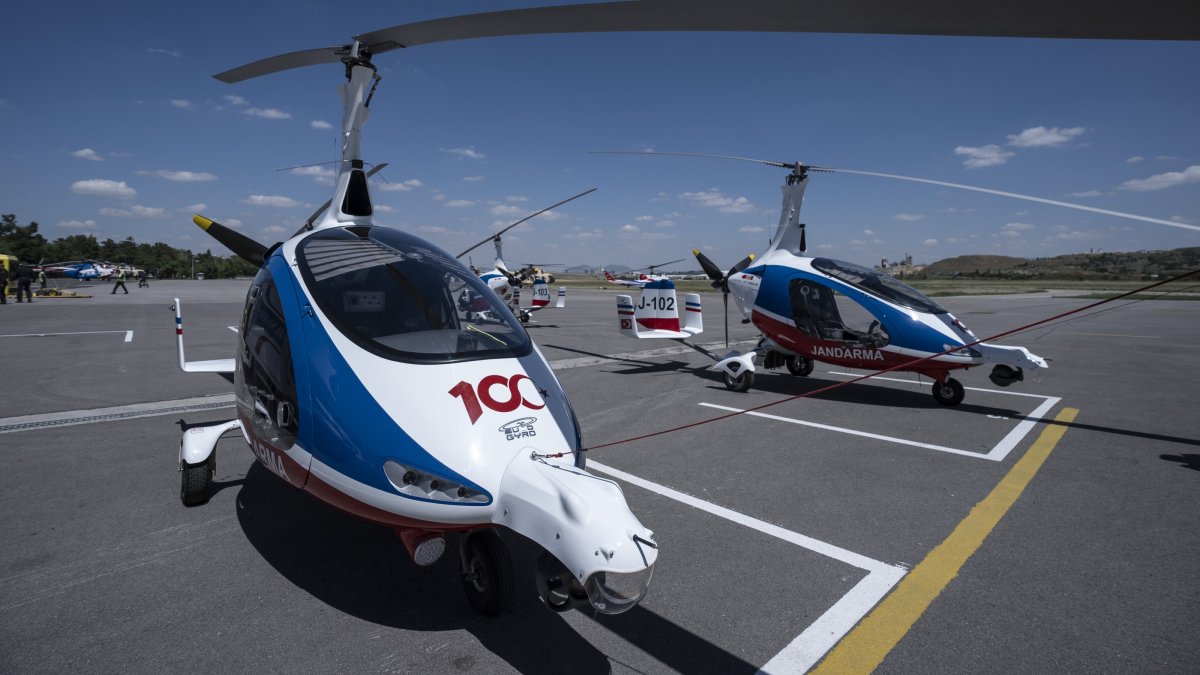 Gyrocopters are on display in the capital Ankara, Türkiye, June 3, 2025. (AA Photo)