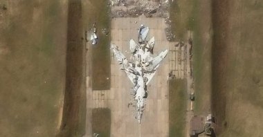 This handout satellite picture, courtesy of Maxar Technologies, shows a decoy Tupolev Tu-22 aircraft at Belaya Air Base, Usolsky district, Irkutsk Oblast, Russia, May 20, 2025. (AFP Photo)
