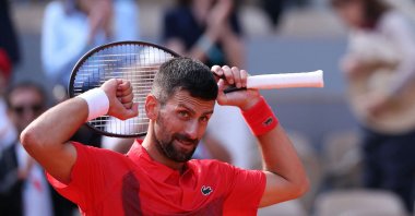 Serbia&#039;s Novak Djokovic celebrates his victory over Britain&#039;s Cameron Norrie during their men&#039;s singles match on Day 9 of the French Open at Roland-Garros, Paris, France, June 2, 2025. (AFP Photo)
