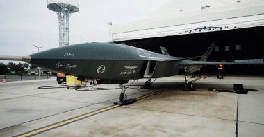 This image released by Turkish defense firm Baykar shows its unmanned fighter jet Kızılelma in an undisclosed location, April 30, 2023. (Reuters Photo)