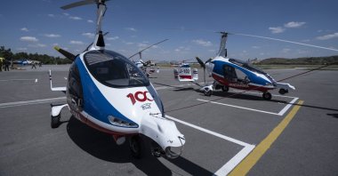 Gyrocopters are on display in the capital Ankara, Türkiye, June 3, 2025. (AA Photo)