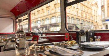 An interior view of the Hafız Mustafa bus, London, U.K. (Photo by Tülay Kalyon Haznedaroğlu)