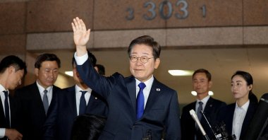 South Korea&#039;s President-elect Lee Jae-myung waves as he leaves to meet his supporters in Incheon, South Korea, June 3, 2025. (Reuters Photo)