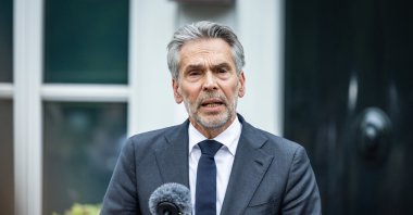 Dutch Prime Minister Dick Schoof speaks to the media after an extra council of ministers at the Catshuis in The Hague, The Netherlands, June 3, 2025. (EPA Photo)