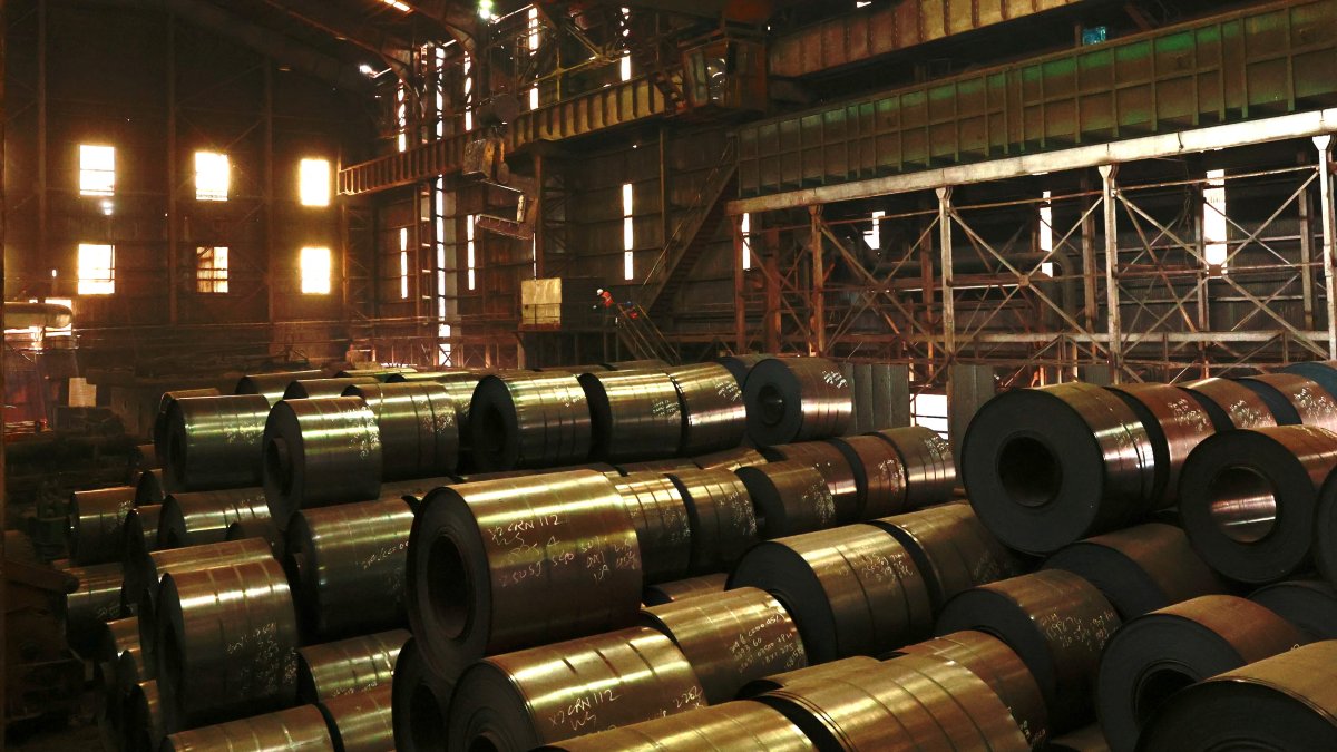 Steel coils inside the Jindal Stainless facility in Hisar, Haryana, India, on May 30, 2025. (Reuters Photo)