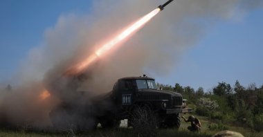 Servicemen of the Ukrainian Armed Forces fire a BM-21 Grad multiple rocket launch system toward Russian troops, Donetsk region, Ukraine, June 3, 2025. (Reuters Photo)
