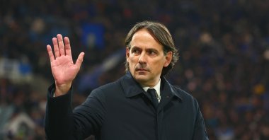 Inter Milan's coach Simone Inzaghi gestures during the Italian Serie A match between Atalanta BC and FC Internazionale, Bergamo, Italy, March 16, 2025. (EPA Photo)