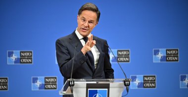 NATO Secretary-General Mark Rutte speaks to the press in Brussels, Belgium, June 3, 2025. (AA photo) 